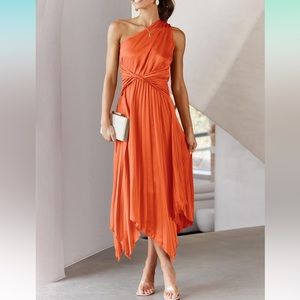 NWT Stunning One Shoulder Satin Dress Sz M